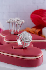 Studio shoot of diamond jewelry.