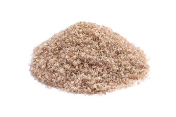 Heap of brown salt on white background