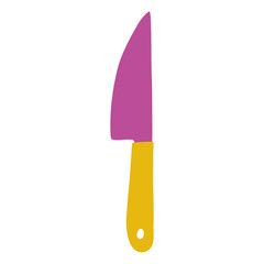 Kitchen knife icon, symbol or sticker. Vector flat hand drawn illustration in cartoon style