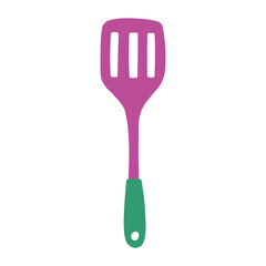 Cute kitchen spatula icon, symbol or sticker. Vector flat hand drawn illustration in cartoon style