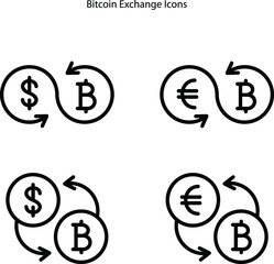 Exchange bitcoin icon. Outline exchange bitcoin vector icon flat isolated on white background. modern and trendy symbol for web, UI, app,