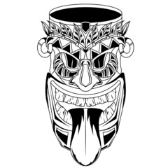 tattoos black Illustration Astec tiki mask fantasy god indian in africa statue hawaiian for apparel tshirt design custom  design for tattoos design - obrazy, fototapety, plakaty