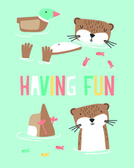 T-shirt Print Design for Kids. Baby T-shirt design vector. Can be used for baby t-shirt print, fashion print design, kids wear, baby shower celebration greeting and invitation card.