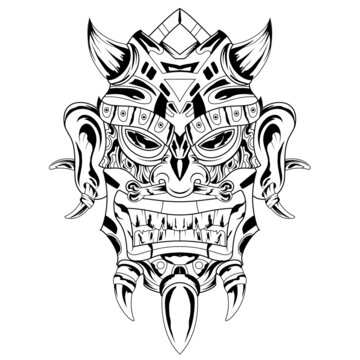 tattoos black Illustration Astec tiki mask fantasy god indian in africa statue hawaiian for apparel tshirt design custom  design for tattoos design