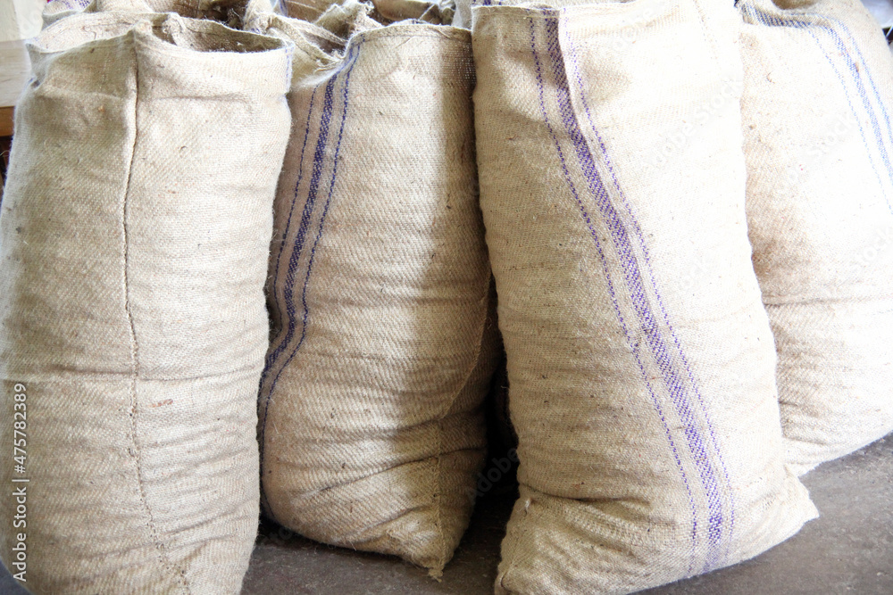 Poster Closeup shot of cement in bags