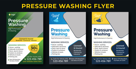 Pressure and Power Washing Flyer template, window washing flyer Deck and Sidewalk Cleaning flyer