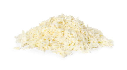 Heap of delicious mozzarella cheese on white background