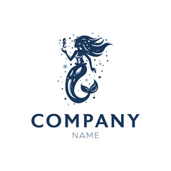 Mermaid Shilouette Logo Vector Realistic