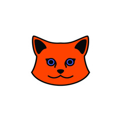 orange cat face cute adorable logo design vector