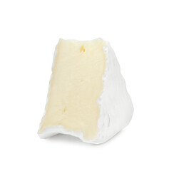 Piece of tasty brie cheese isolated on white