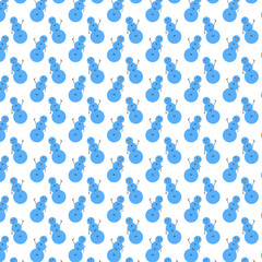 New Year's winter children's pattern of snowmen on a white background.
