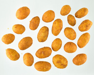 Crunchy Coated Peanuts Isolated on White Background with Clipping Path