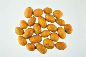 Fototapeta na wymiar Top View of Spicy Coated Peanuts