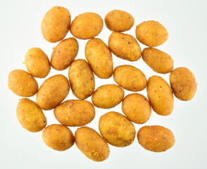 Crunchy Coated Peanuts on White Background