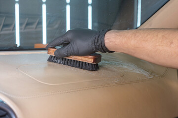 Cleaning the car interior. Dry cleaning of the car.
