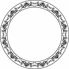 Vector classic round monochrome frame. Ornamental circle of the peoples of Europe, Ancient Greece, Roman Empire
