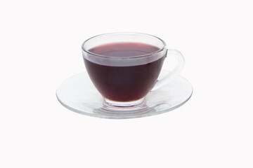 Small Glass of grape juice glass. It has dark purple color, sweet and sour taste, Contains vitamin C, K  (flavonoids) which have antioxidant properties. Drink Refreshing. isolated on white background.