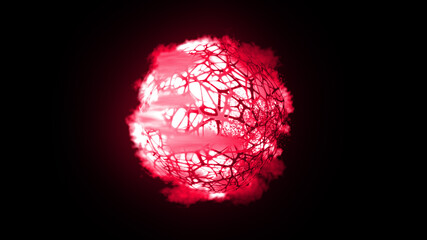 Red Energy Planet Solar Sun Ball Sphere in Black Background