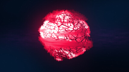 Red Energy Planet Solar Sun Ball Sphere in Space Background