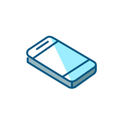 Isometric view of a smartphone. Glossy pixel perfect editable stroke colorful icon