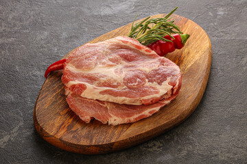 Raw pork meat neck steak