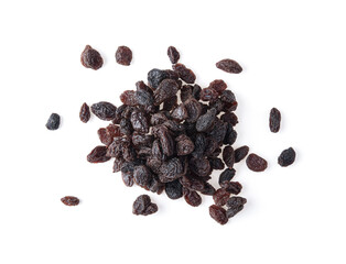 Raisins isolated on white background.