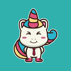 vector illustration of cute unicorn , suitable for children's books, birthday cards, valentine's day.