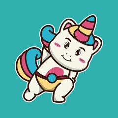 vector illustration of cute unicorn 
doing sport, suitable for children's books, birthday cards, valentine's day.