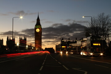 Fototapeta na wymiar Big Ben and Westminster Bridge by night, London, UK