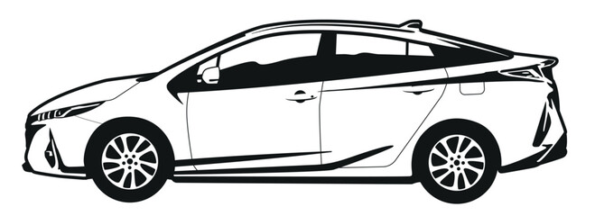 popular Hybrid car Vector illustration isolated on white - obrazy, fototapety, plakaty
