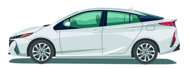 modern design hybrid car isolated on white - obrazy, fototapety, plakaty