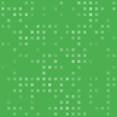 Abstract seamless geometric pattern. Mosaic background of white squares. Evenly spaced  shapes of different color. Vector illustration on green background