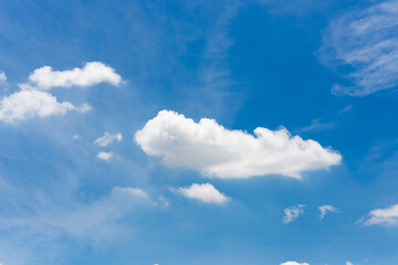 Obraz na płótnie Canvas beautiful blue sky and white fluffy cloud horizon outdoor for background.