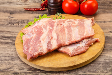 Raw pork ribs for cooking