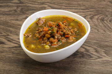 Lentil soup with chicken and vegetables