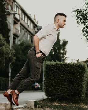 Serbian Man Falling On The Ground In The Street