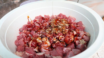 Preparation of beef that has been seasoned