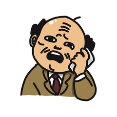 スマートフォンで電話をするサラリーマンのイラスト