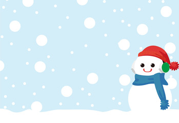 雪だるま　横向き　ポストカード　イラスト