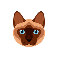 The head of a Siamese cat on a white background. Cartoon design.
