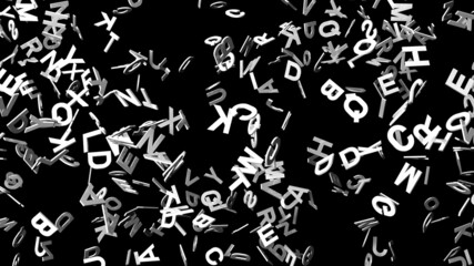 White alphabets on black background.
3D abstract illustration for background.