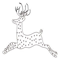 Minimal illustration Christmas deer. Deer with stars. Vector illustration.