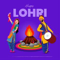 illustration of Happy Lohri holiday background for Punjabi festival

