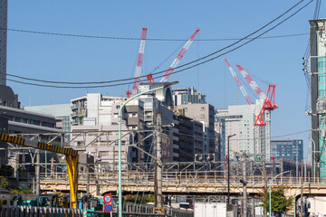 Fototapeta na wymiar 建設工事が活発に続く渋谷駅を望む風景