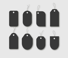 Blank labels/tags template price tags set stock illustration. Black Empty Shopping Discounts Stickers. Template Discount Banners Set. Special offer or shopping discount label.