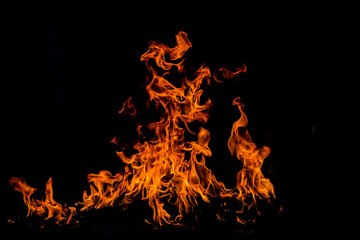 Blaze burning fire flame on art texture background.