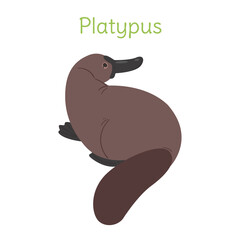 the platypus is sitting. Australian bird in a simple style. Flat vector illustration