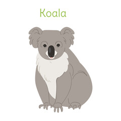 the koala is standing. Australian bird in a simple style. Flat vector illustration