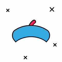 Filled outline French beret icon isolated on white background. Vector