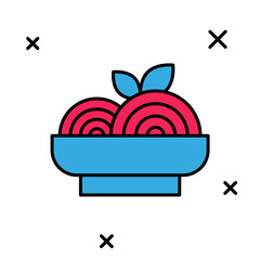 Filled outline Pasta spaghetti icon isolated on white background. Italian restaurant. Vector